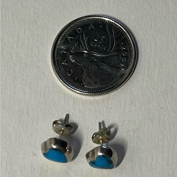 Silver plated heart earrings with turquoise - Picture 5 of 5